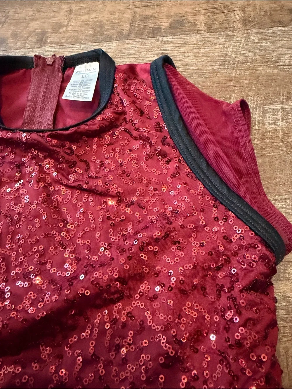 Weissman Burgundy Sequin Dance Leotard Girls LC Large Child Ballet Jazz Costume
